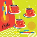 Coffee cup pattern Cappuchino Coffee Mug Trendy Pop Art poster Royalty Free Stock Photo