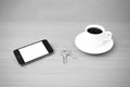 Coffee cup and phone and key Royalty Free Stock Photo