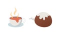 Coffee Cup and Pudding Icon, Dessert & Beverage Pair, vector design Generative AI Royalty Free Stock Photo