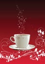 Coffee cup on a red background