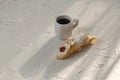 Coffee cup and ricotta cannolli Royalty Free Stock Photo