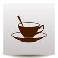 Coffee cup with saucer and spoon vector icon. Royalty Free Stock Photo