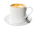 Coffee cup and saucer on white background Royalty Free Stock Photo