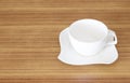 Coffee cup set top view on wooden desk Royalty Free Stock Photo