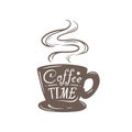 Coffee cup silhouette label.coffee time Royalty Free Stock Photo