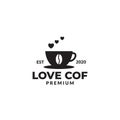 Coffee Cup Silhouette With Steam Love logo design for coffee shop and drink shop Royalty Free Stock Photo