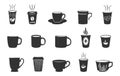 Coffee cup silhouette, Coffee and tea cups silhouette, Teacup silhouette, Ceramic cups silhouette, Tea and coffee cup icon set Royalty Free Stock Photo
