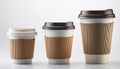 Coffee cup sizes isolated on white background. Royalty Free Stock Photo