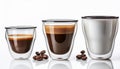 Coffee cup sizes isolated on white background. Royalty Free Stock Photo