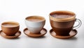 Coffee cup sizes isolated on white background. Royalty Free Stock Photo