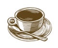 Coffee cup sketch. Drink vintage vector illustration