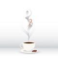 Coffee cup with smoke woman body shape
