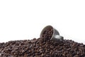 Coffee Cup and Spilled Coffee Beans Royalty Free Stock Photo