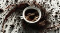 Coffee cup with splash and dark liquid pattern Royalty Free Stock Photo