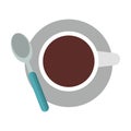 Coffee cup with spoon on disk topview cartoon Vector illustration Royalty Free Stock Photo