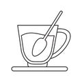 coffee cup spoon plate outline Royalty Free Stock Photo