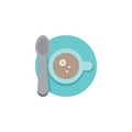 Coffee cup with spoon and saucer flat icon Royalty Free Stock Photo