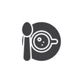 Coffee cup with spoon and saucer vector icon Royalty Free Stock Photo