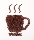 Coffee cup and steam made from beans Royalty Free Stock Photo