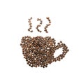 Coffee cup and steam made from beans Royalty Free Stock Photo