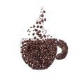 Coffee cup and steam made from coffee beans Royalty Free Stock Photo