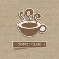 Coffee cup sticker on brown paper Royalty Free Stock Photo