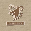 Coffee cup sticker on brown paper Royalty Free Stock Photo