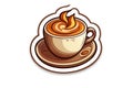 Coffee Cup Sticker On White Background. Generative AI Royalty Free Stock Photo