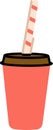 Coffee Cup with Striped Straw Royalty Free Stock Photo