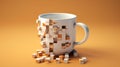 Cubist 3D Rendered Coffee Mug with White Pieces by Marcin Sobas