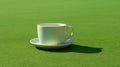 Subtle Elegance: 3d Coffee Cup On Green Field