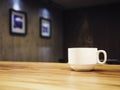 Coffee cup on table counter bar Coffee shop cafe Interior Royalty Free Stock Photo