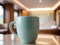 coffee cup on table in hotel room interior Royalty Free Stock Photo