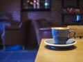 Coffee cup on table Interior Restaurant Cafe seats