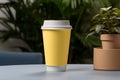 Coffee cup for takeaway. Mockup design. Blank label for adding text or logo design. Generative Ai Royalty Free Stock Photo