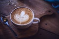 Coffee cup and tasty cake on wood table and Blank paper waiting Royalty Free Stock Photo