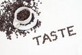 Coffee cup text - 'taste'