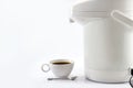 Coffee cup and thermos or vacuum bottle on white background