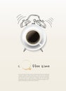 Coffee cup time clock concept design background.