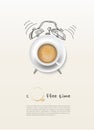 Coffee cup time clock concept design background.