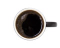 Coffee cup, top view of coffee black in black ceramic cup isolated on white background. with clipping path Royalty Free Stock Photo