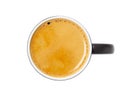 Coffee cup, top view of coffee black in black ceramic cup isolated on white background. with clipping path Royalty Free Stock Photo