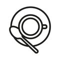 Coffee cup top view outline icon. Tea cup and saucer simple linear style sign Royalty Free Stock Photo