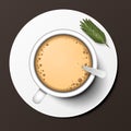 Coffee cup top view vector illustration. Royalty Free Stock Photo