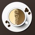 Coffee cup top view vector illustration. Royalty Free Stock Photo