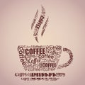 Coffee cup typography words cloud
