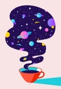 Coffee. Cup of coffee with universe dreams