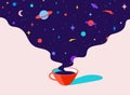 Coffee. Cup of coffee with universe dreams