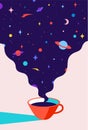 Coffee. Cup of coffee with universe dreams