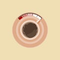 Top View a Cup of Coffee as Fuel Level Vector Illustration Royalty Free Stock Photo